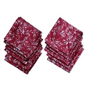 Ralph Lauren Holiday Dinner Napkins Bowen Pinecones Red Silver White Set 12